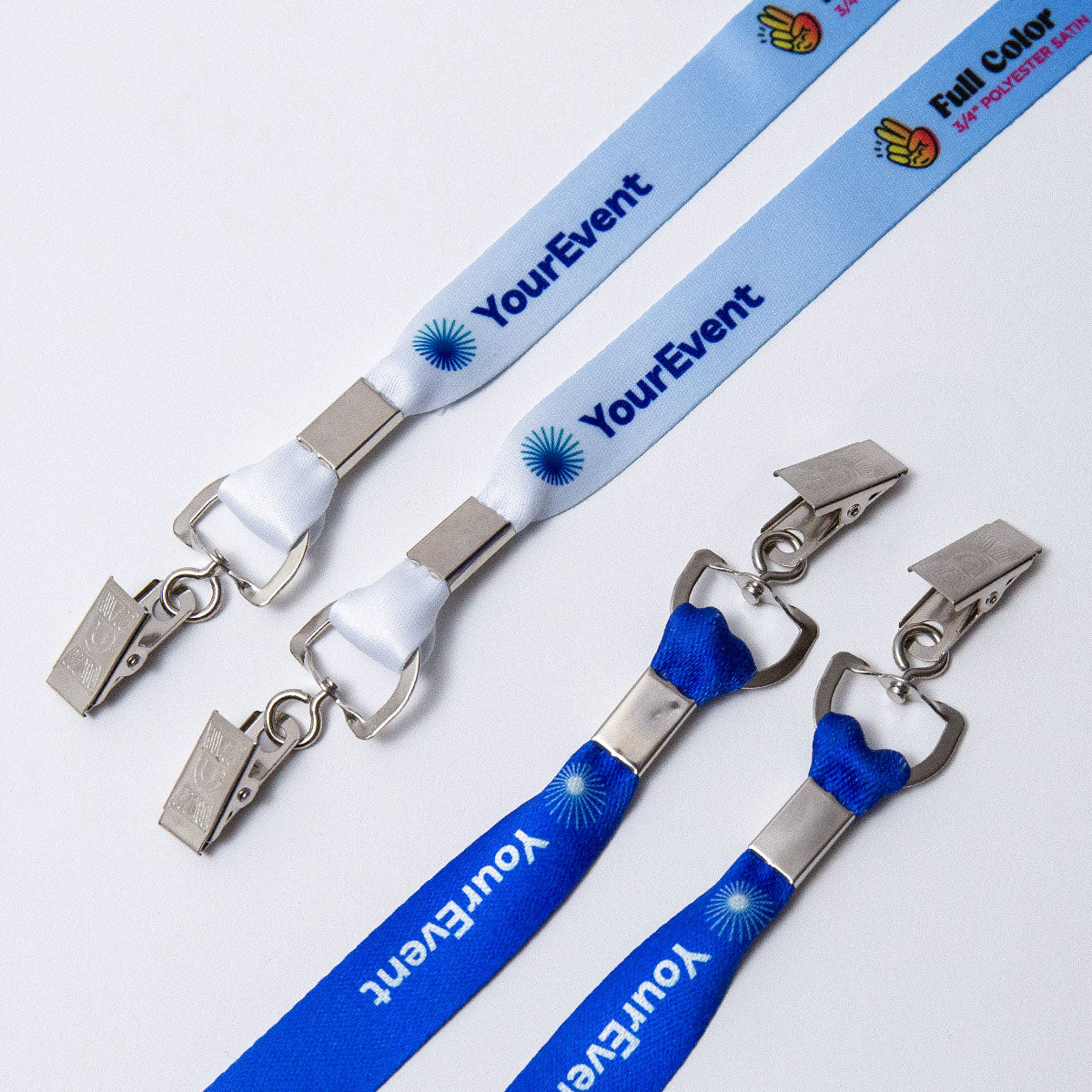Custom Event Badge Lanyard - Double Bulldog - 1"